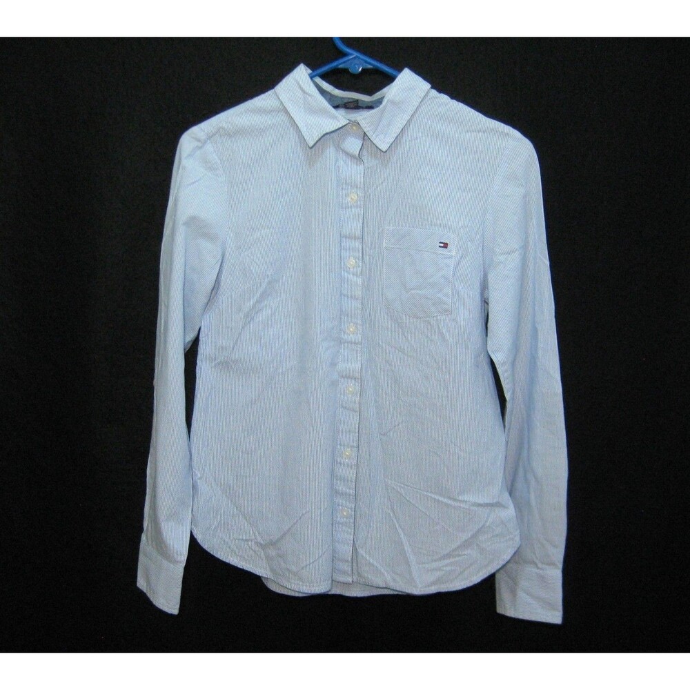 Tommy Hilfiger Top Womens Size XS Blue Long Sleeve Button Front Shirt Cotton